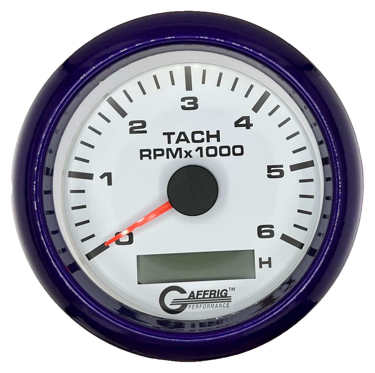 #184758 3 3/8 INCH ELECTRIC TACH/HOUR METER 0-6000 RPM WHITE Purple / Step
