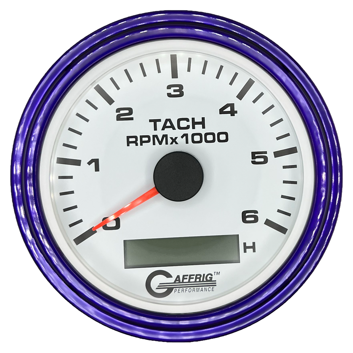 #184758 3 3/8 INCH ELECTRIC TACH/HOUR METER 0-6000 RPM WHITE Purple / Step