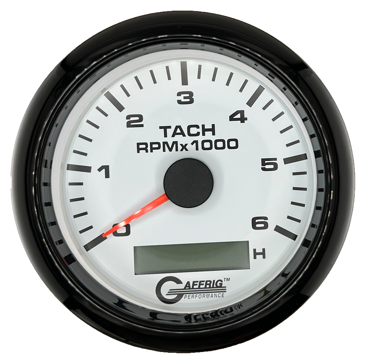 #184758 3 3/8 INCH ELECTRIC TACH/HOUR METER 0-6000 RPM WHITE Black / Step