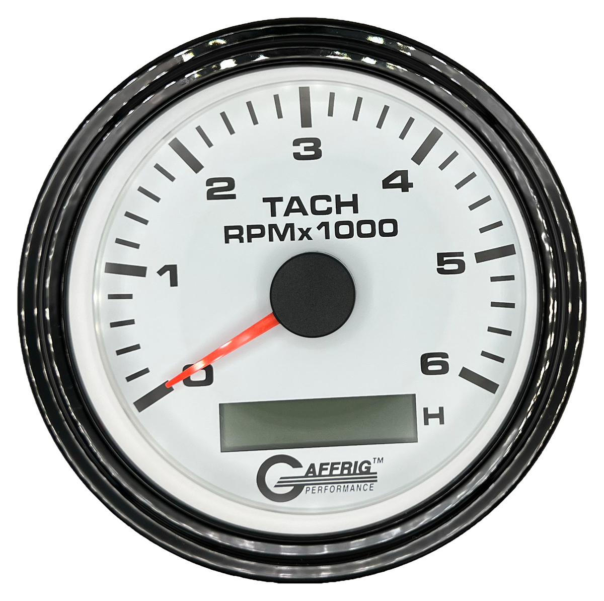 #184758 3 3/8 INCH ELECTRIC TACH/HOUR METER 0-6000 RPM WHITE Black / Step