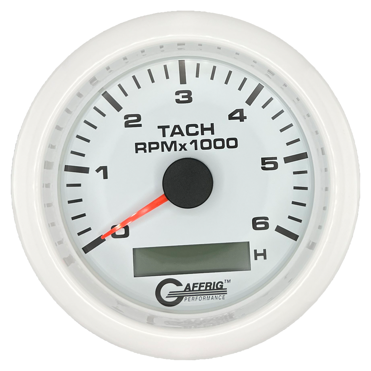 #184758 3 3/8 INCH ELECTRIC TACH/HOUR METER 0-6000 RPM WHITE White / Fat