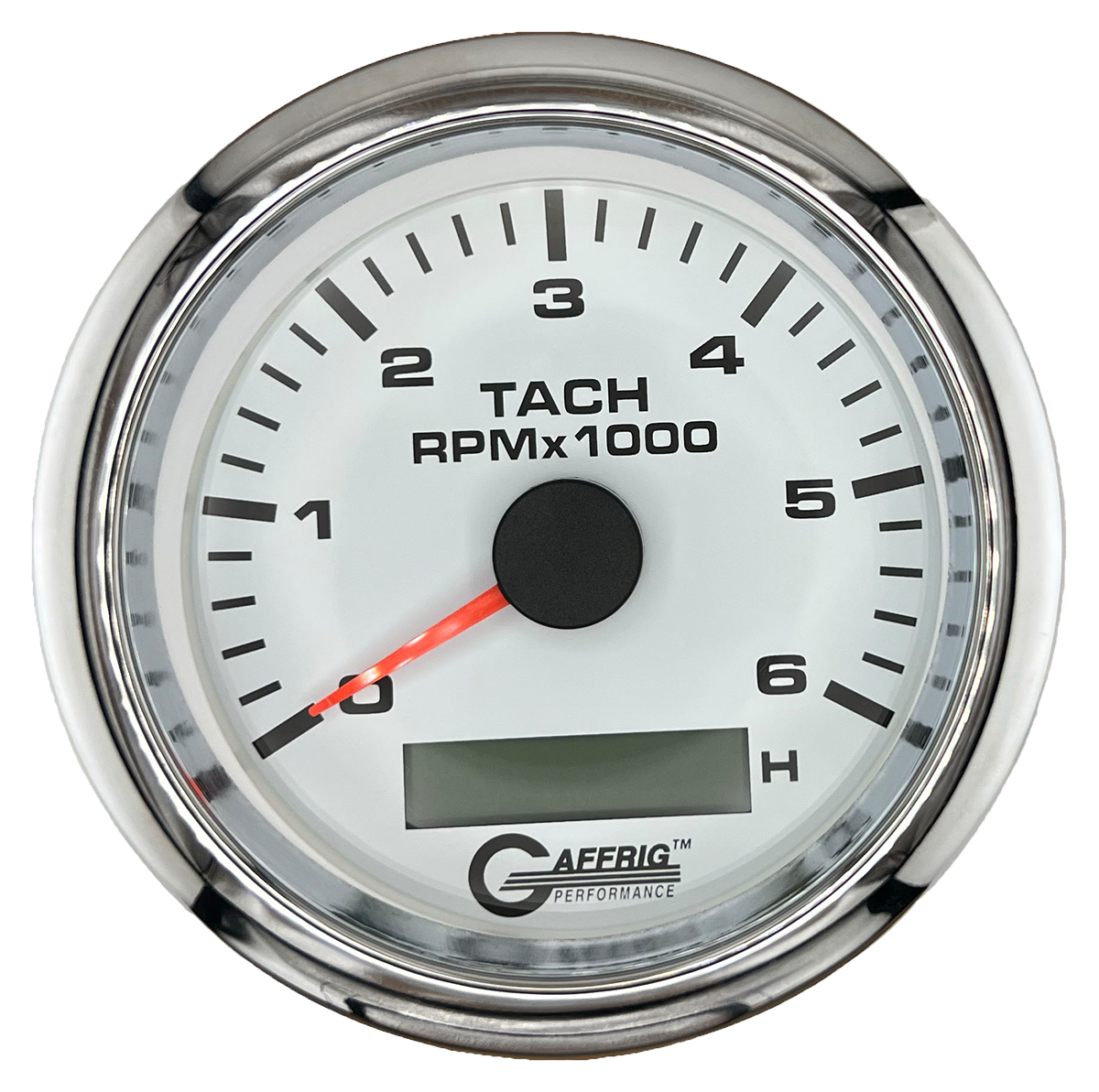 #184758 3 3/8 INCH ELECTRIC TACH/HOUR METER 0-6000 RPM WHITE Chrome / Step