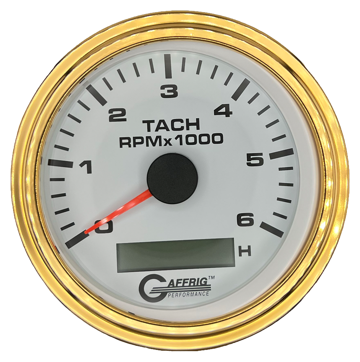 #184758 3 3/8 INCH ELECTRIC TACH/HOUR METER 0-6000 RPM WHITE Gold / Step