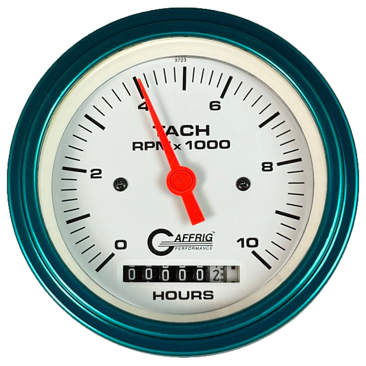GAFFRIG PART #194756 3 3/8 INCH ELECTRIC TACH/HOUR METER MARINE BOAT GAUGE 0-10000 RPM WHITE