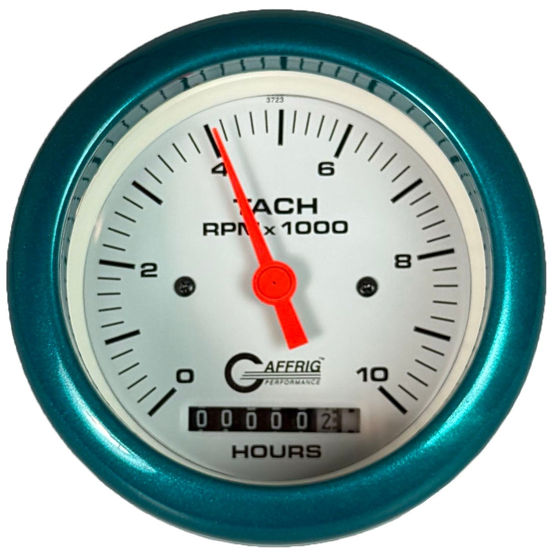 GAFFRIG PART #194756 3 3/8 INCH ELECTRIC TACH/HOUR METER MARINE BOAT GAUGE 0-10000 RPM WHITE