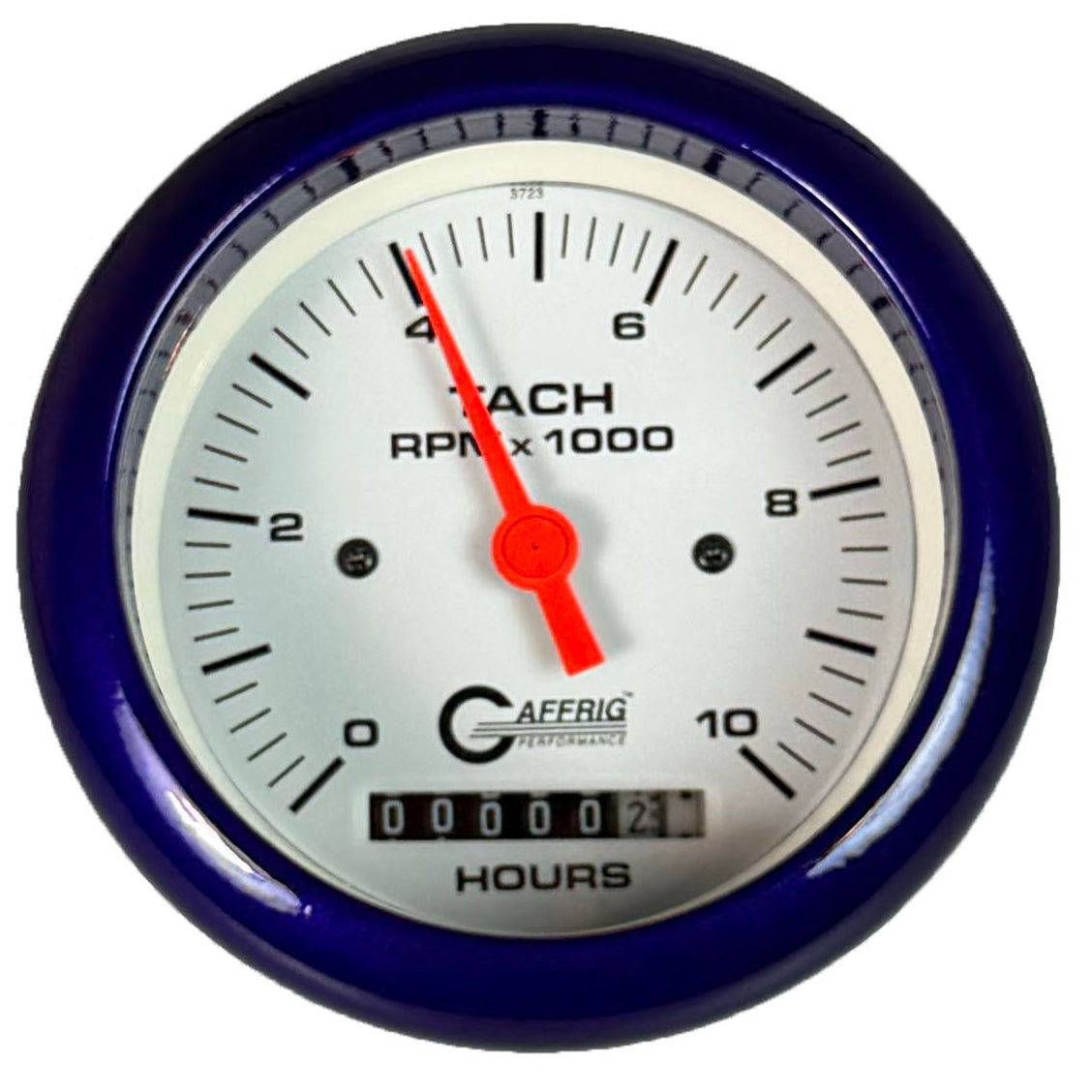 GAFFRIG PART #194756 3 3/8 INCH ELECTRIC TACH/HOUR METER MARINE BOAT GAUGE 0-10000 RPM WHITE