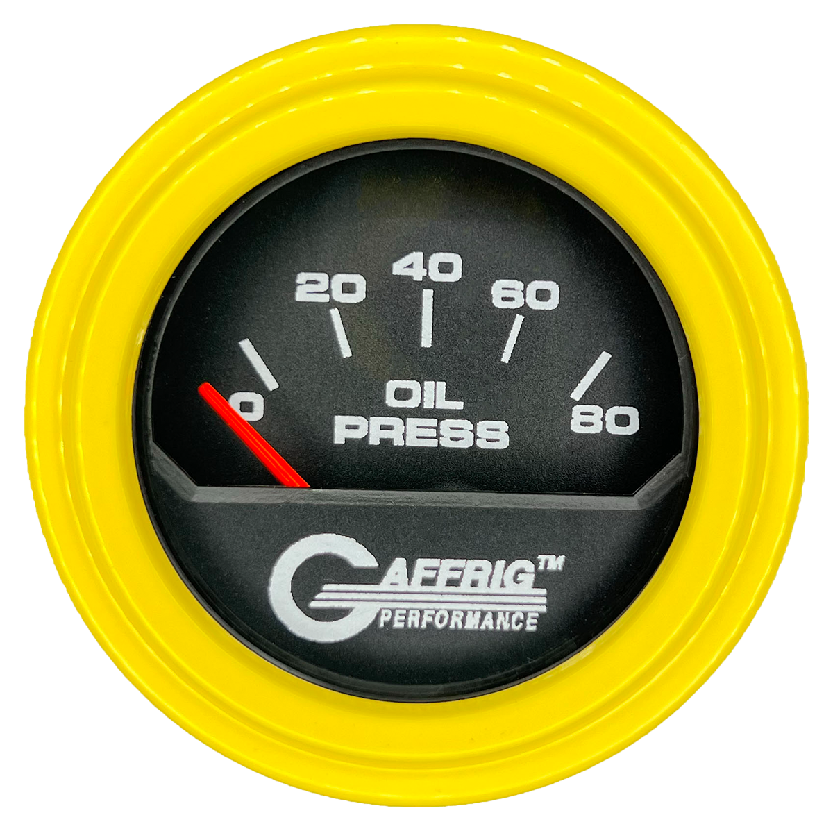 #195016 2 INCH ELECTRIC OIL PRESSURE 0-80 PSI Black Yellow / Step