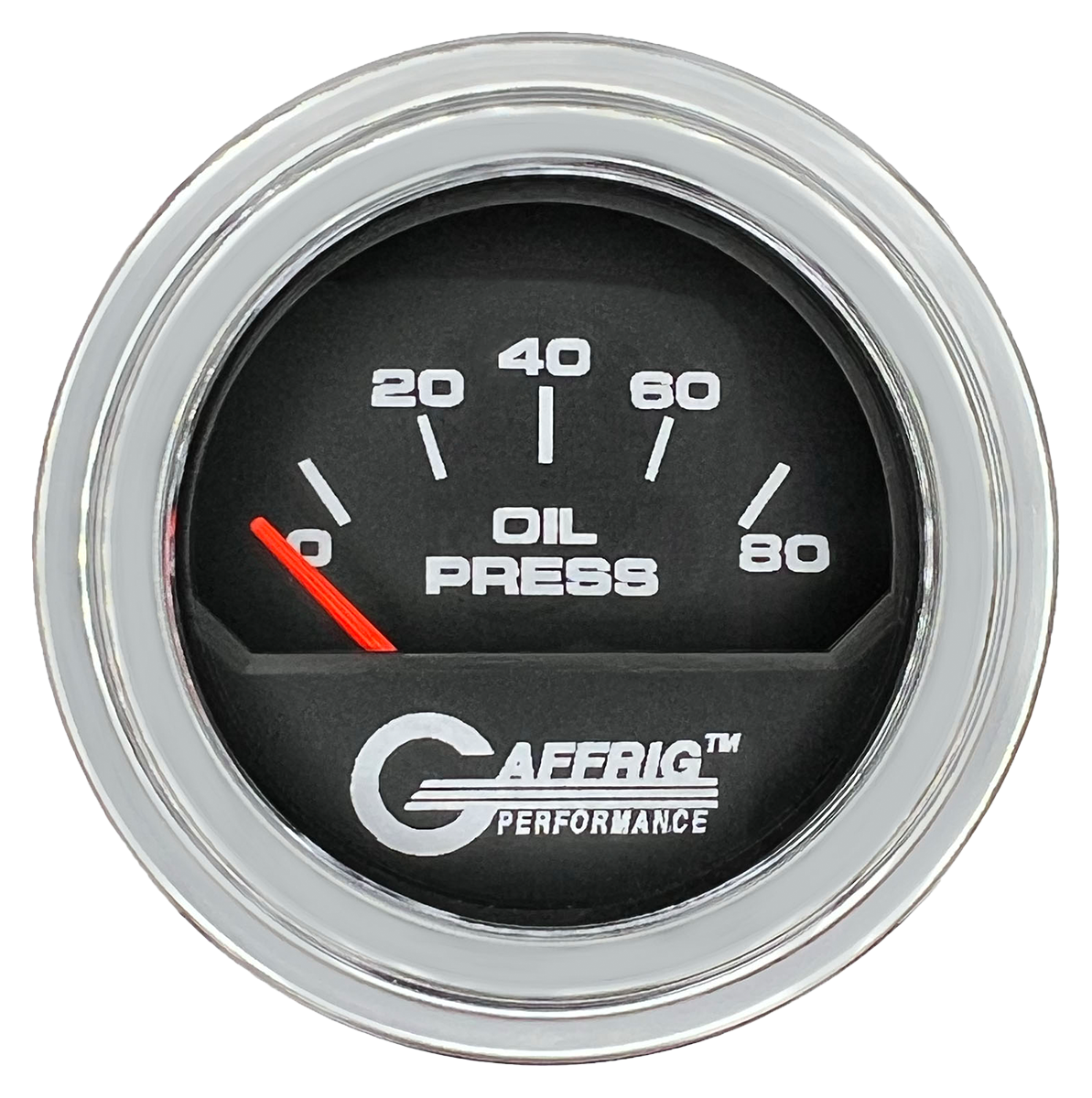 #195016 2 INCH ELECTRIC OIL PRESSURE 0-80 PSI Black Chrome / Step