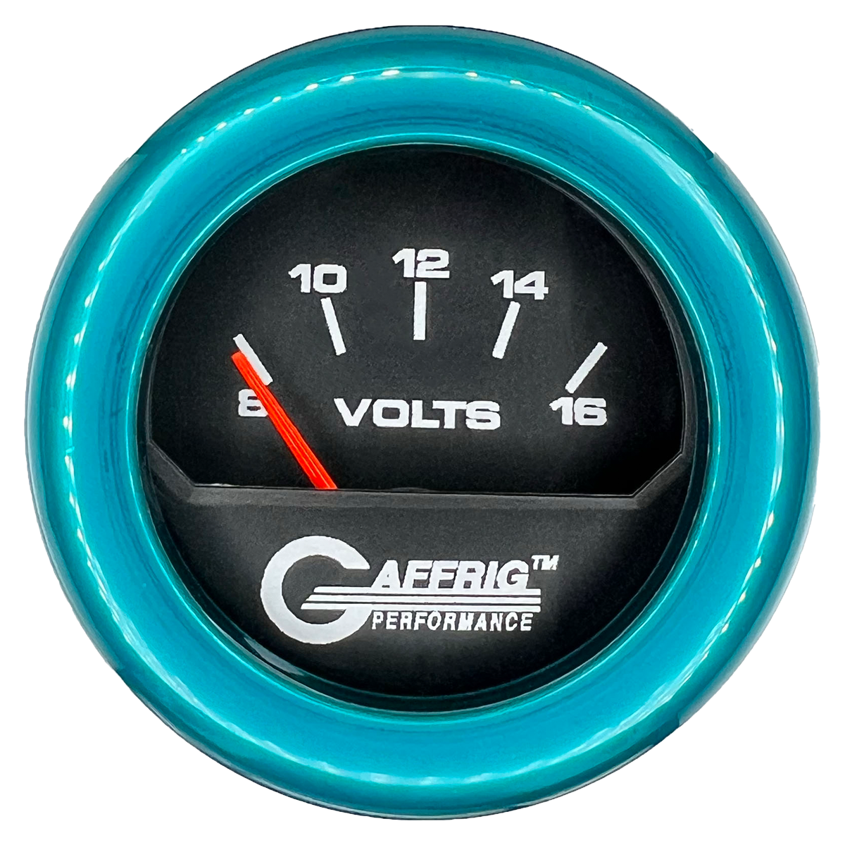 #195032 2 INCH ELECTRIC VOLTMETER 8-16 VOLT Black Teal / Step