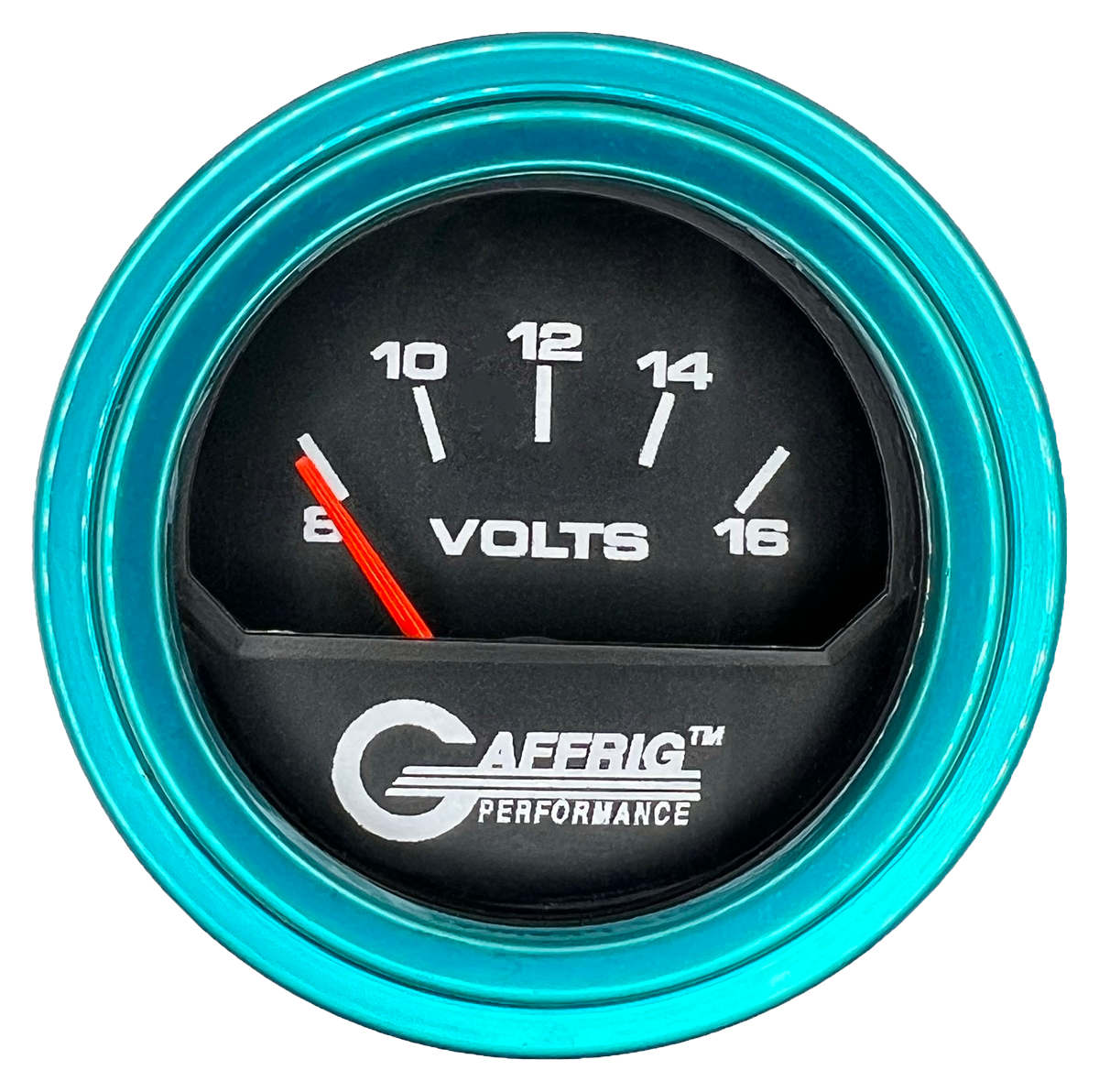 #195032 2 INCH ELECTRIC VOLTMETER 8-16 VOLT Black Teal / Step