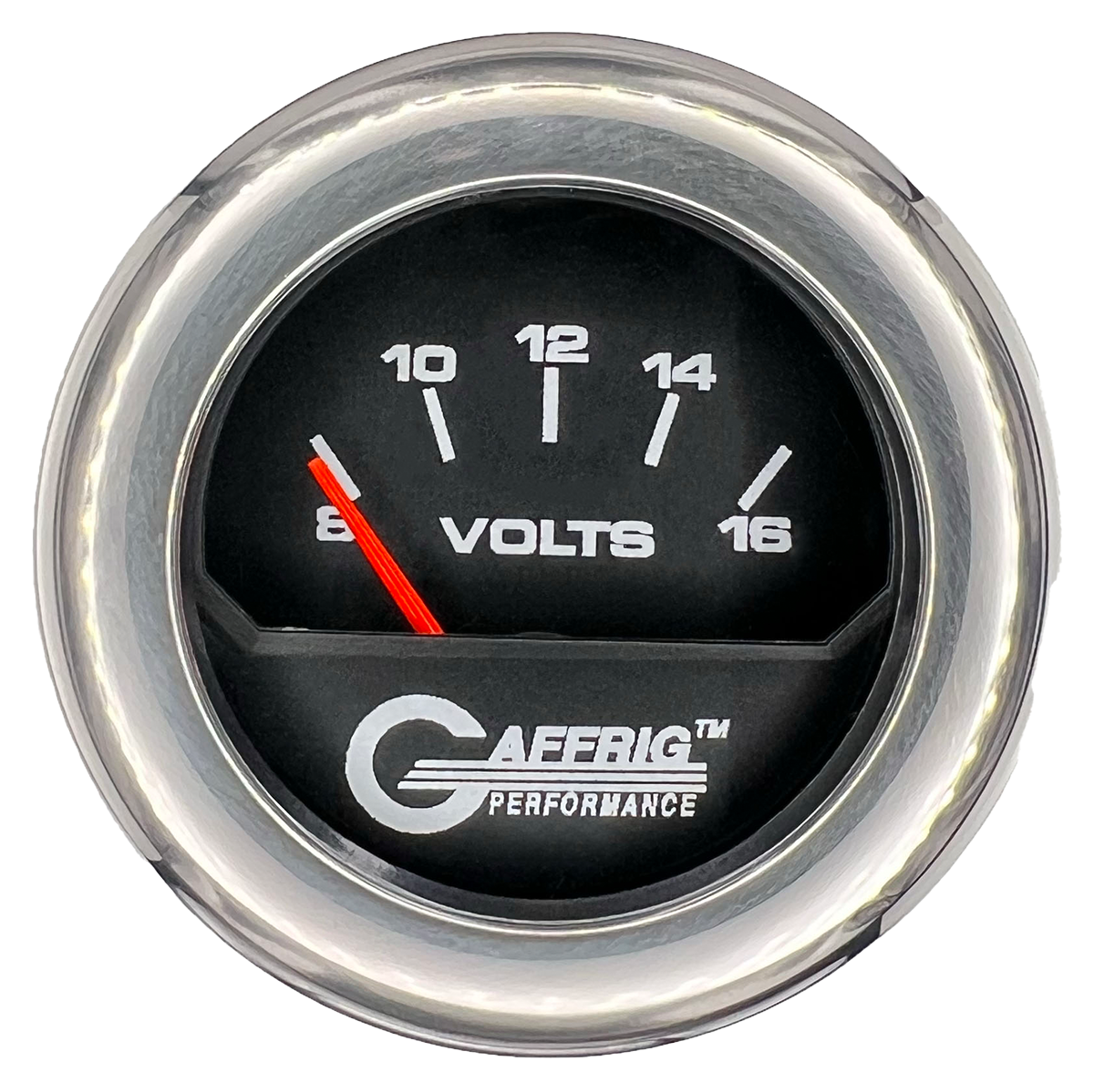 #195032 2 INCH ELECTRIC VOLTMETER 8-16 VOLT Black Chrome / Step