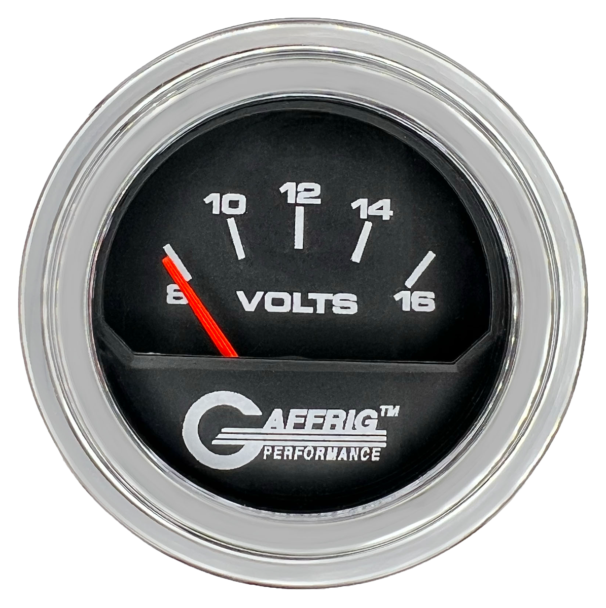 #195032 2 INCH ELECTRIC VOLTMETER 8-16 VOLT Black Chrome / Step