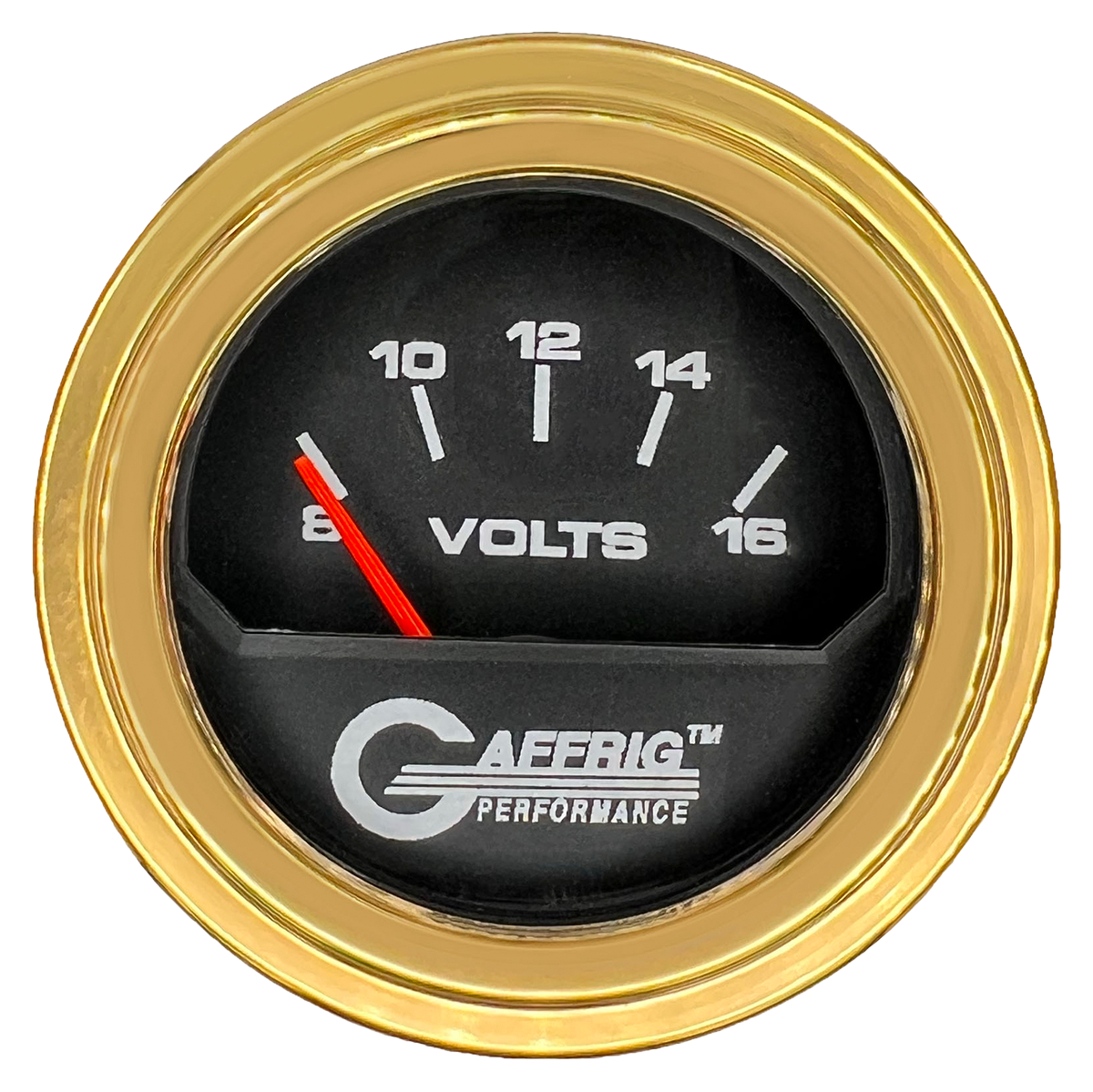 #195032 2 INCH ELECTRIC VOLTMETER 8-16 VOLT Black Gold / Step