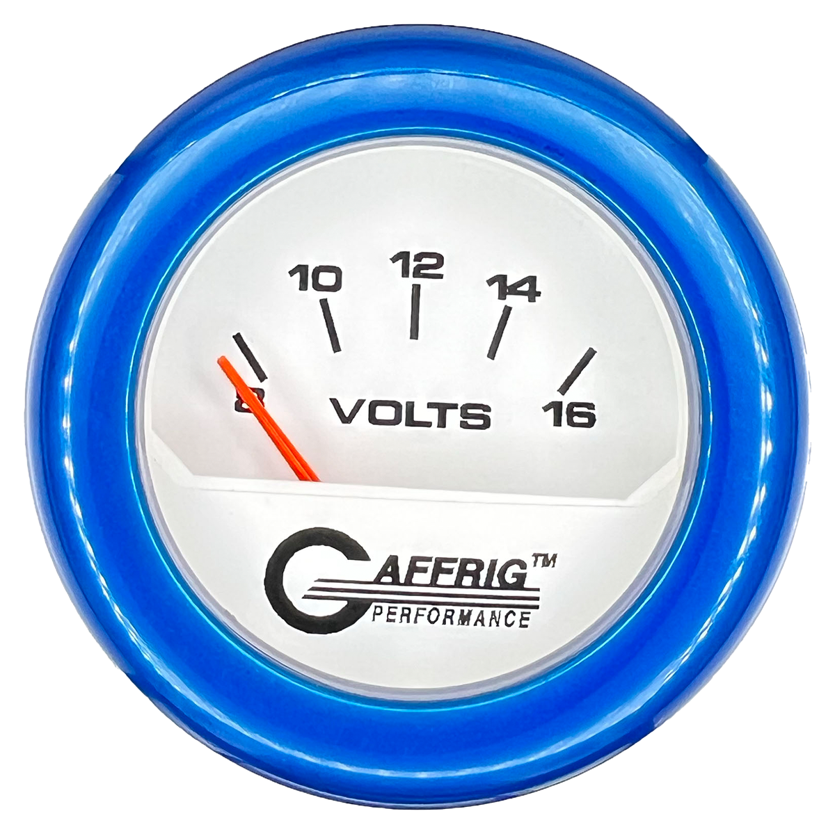 #195532 2 INCH ELECTRIC VOLTMETER 8-16 VOLT White Blue / Step