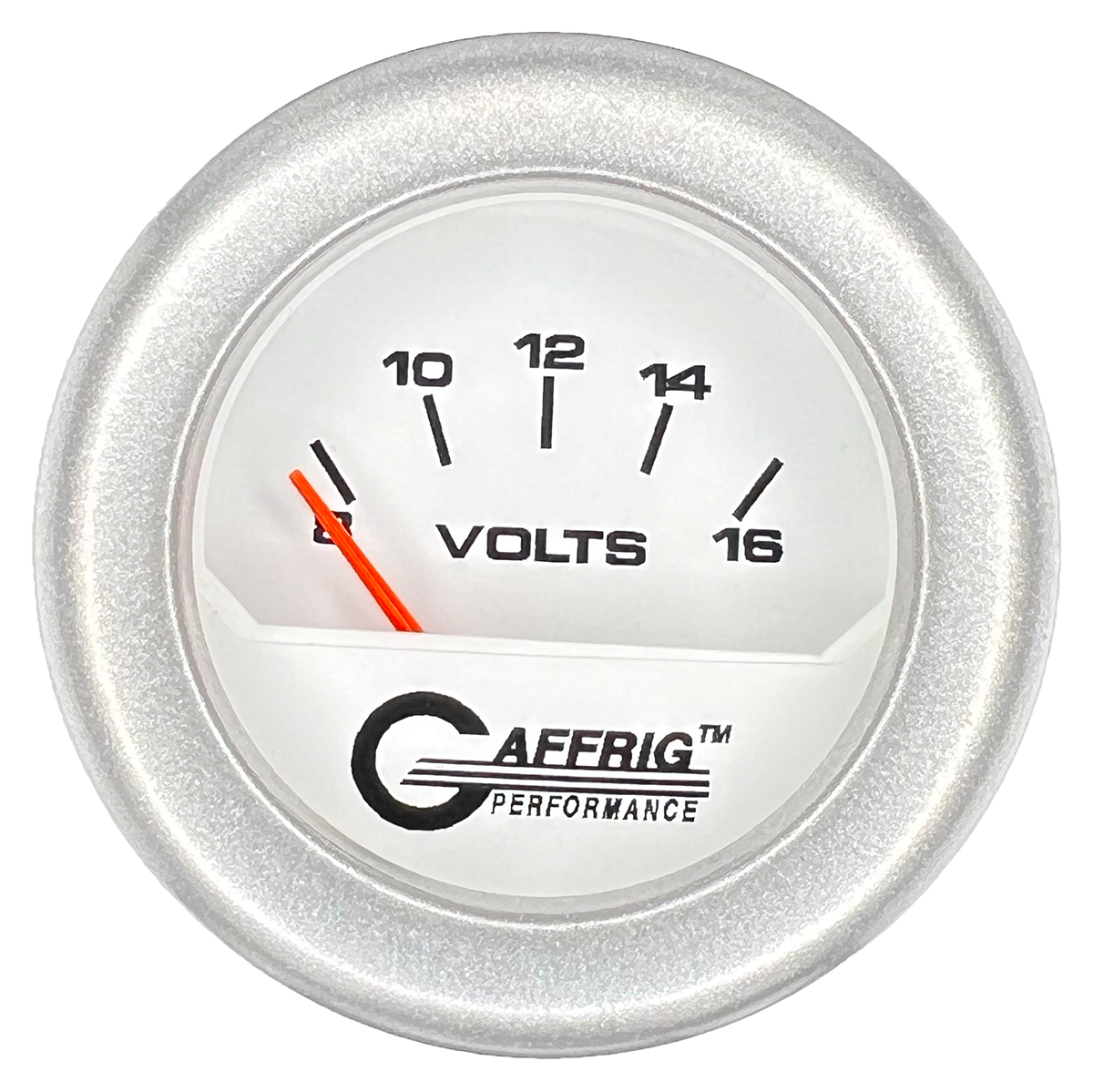 #195532 2 INCH ELECTRIC VOLTMETER 8-16 VOLT White Platinum / Step