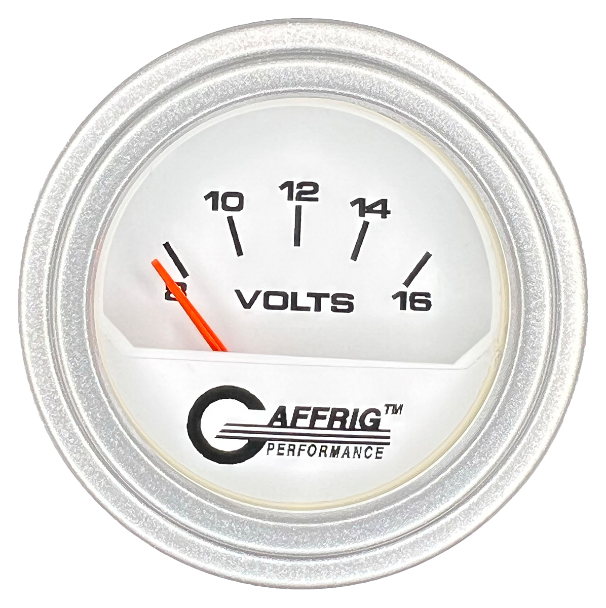 #195532 2 INCH ELECTRIC VOLTMETER 8-16 VOLT White Platinum / Step