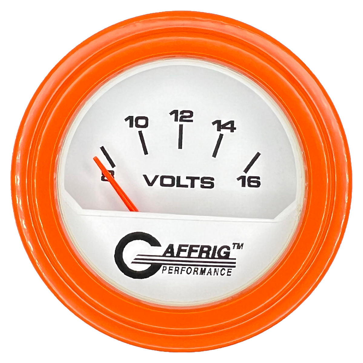 #195532 2 INCH ELECTRIC VOLTMETER 8-16 VOLT White Orange / Step