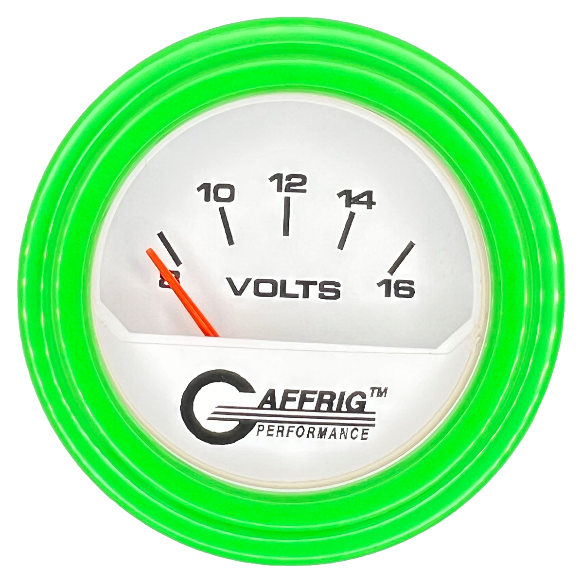 #195532 2 INCH ELECTRIC VOLTMETER 8-16 VOLT White Lime Green / Step