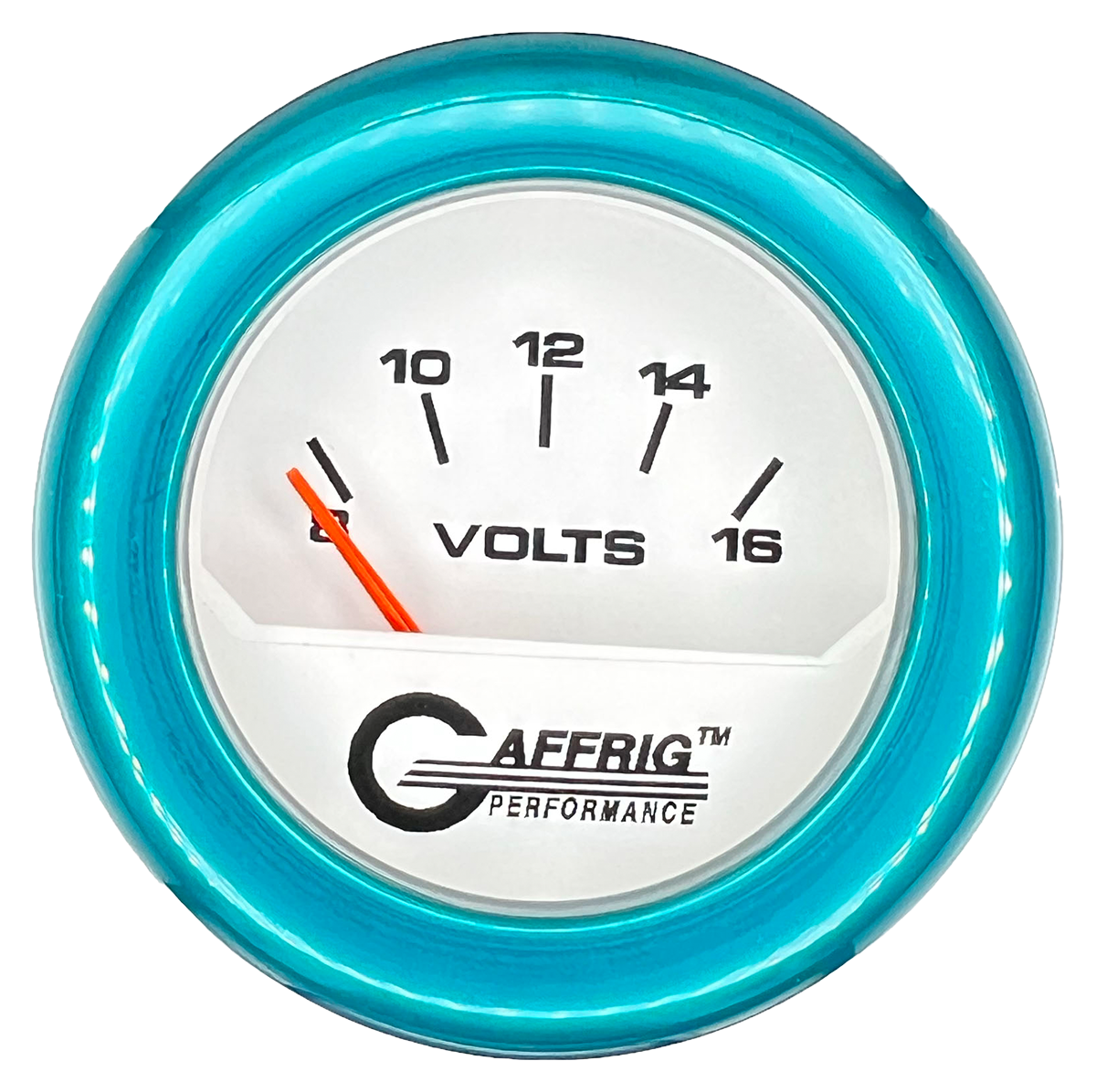 #195532 2 INCH ELECTRIC VOLTMETER 8-16 VOLT White Teal / Step
