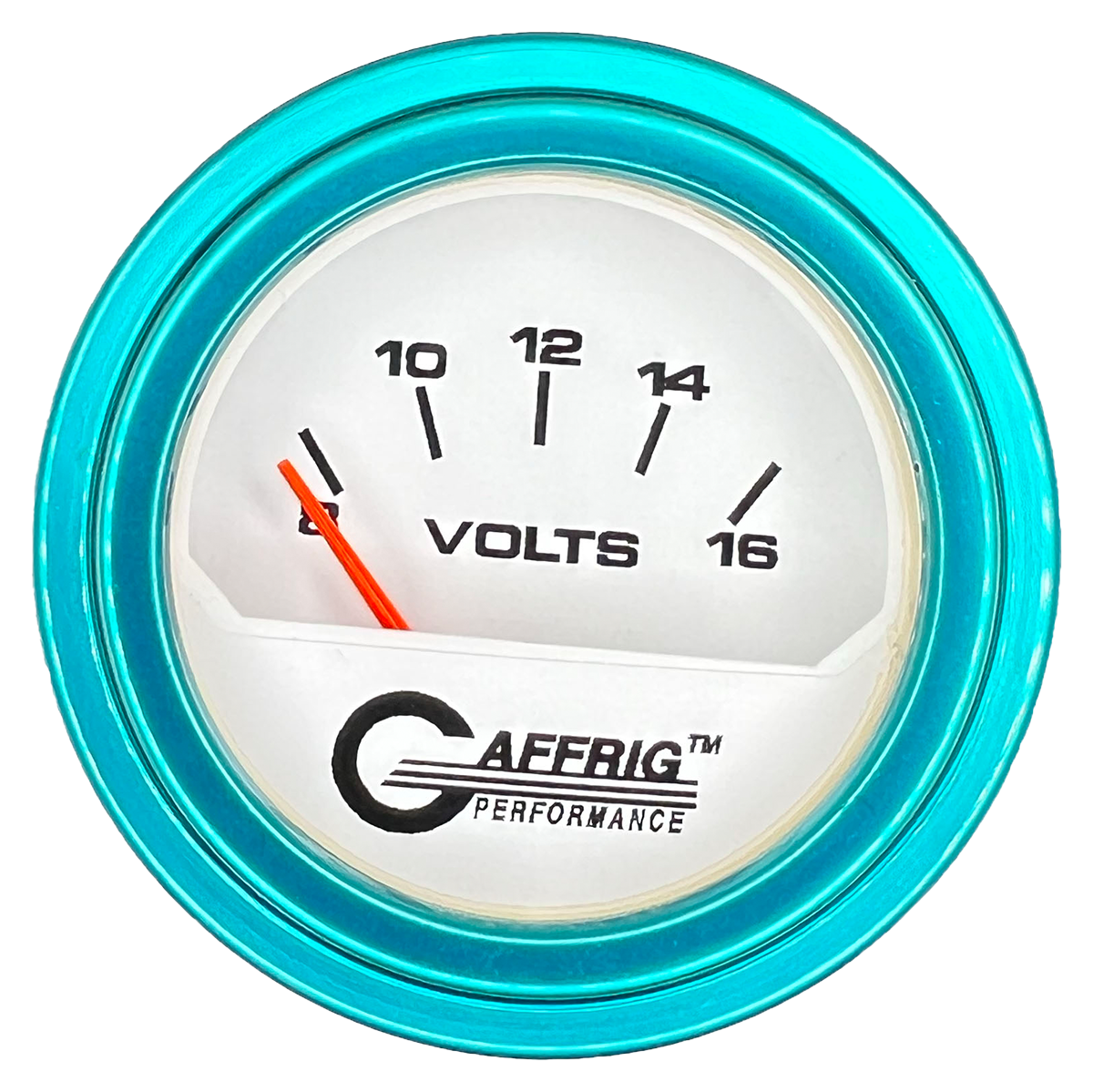 #195532 2 INCH ELECTRIC VOLTMETER 8-16 VOLT White Teal / Step