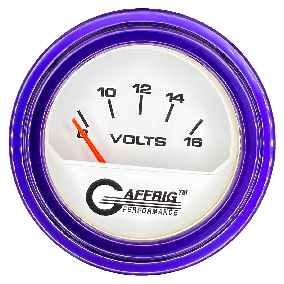 #195532 2 INCH ELECTRIC VOLTMETER 8-16 VOLT White Purple / Step