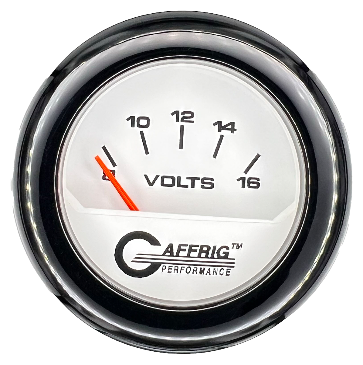 #195532 2 INCH ELECTRIC VOLTMETER 8-16 VOLT White Black / Step
