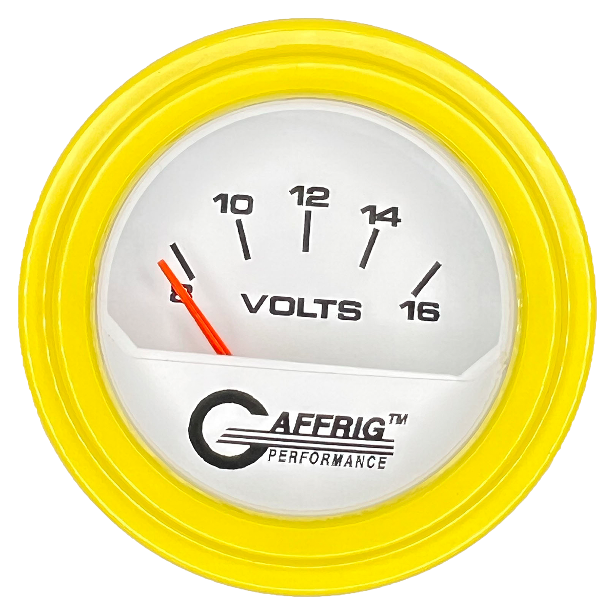 #195532 2 INCH ELECTRIC VOLTMETER 8-16 VOLT White Yellow / Step