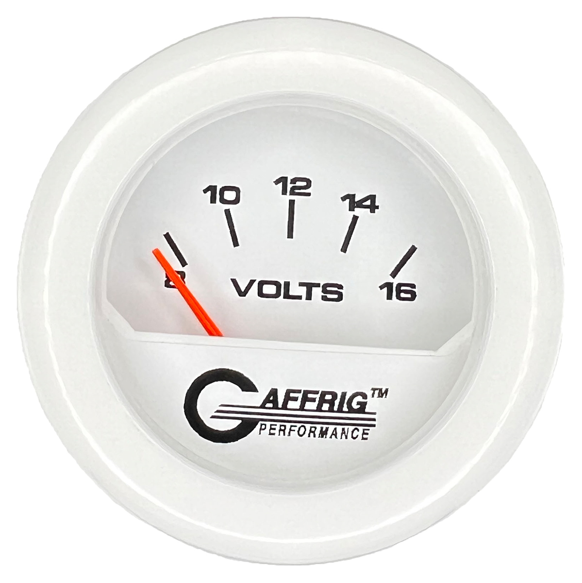 #195532 2 INCH ELECTRIC VOLTMETER 8-16 VOLT White White / Fat