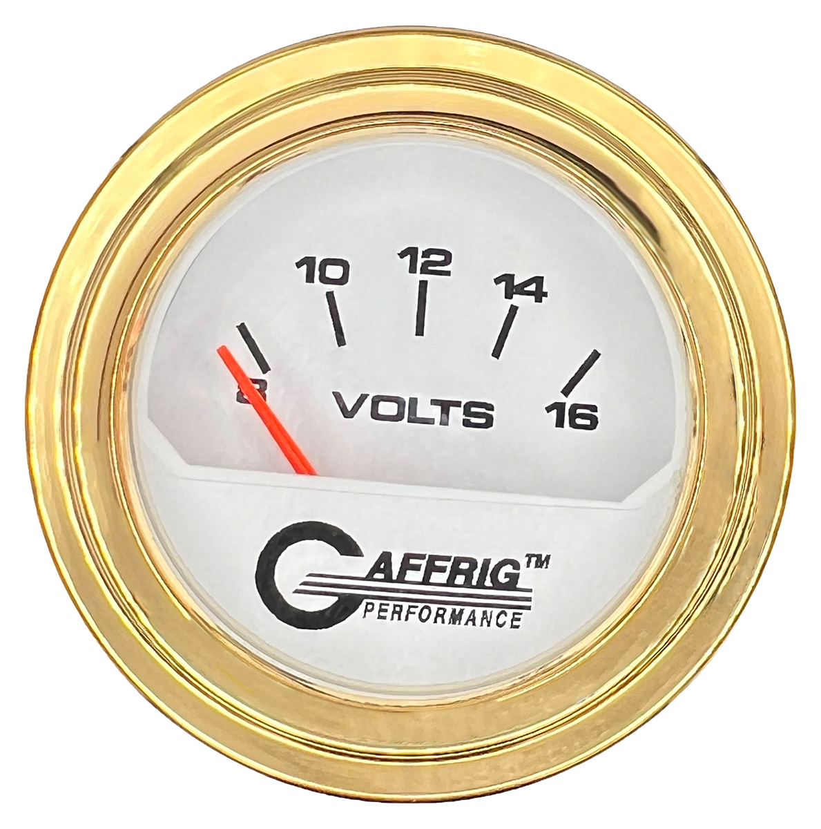 #195532 2 INCH ELECTRIC VOLTMETER 8-16 VOLT White Gold / Step