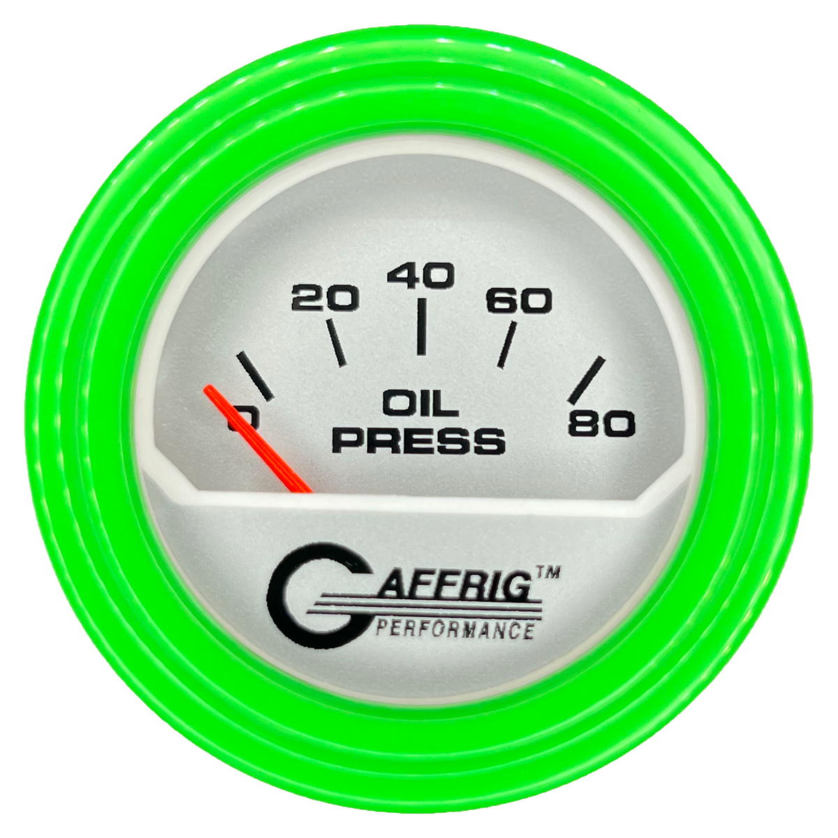 #195816 2 INCH ELECTRIC OIL PRESSURE 0-80 PSI PLATINUM Lime Green / Step