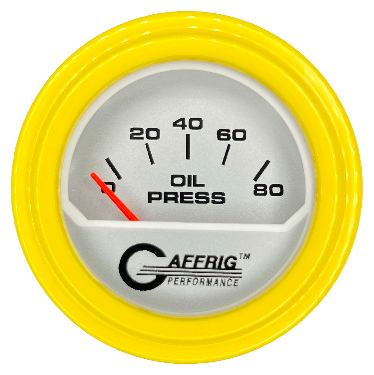 #195816 2 INCH ELECTRIC OIL PRESSURE 0-80 PSI PLATINUM Yellow / Step