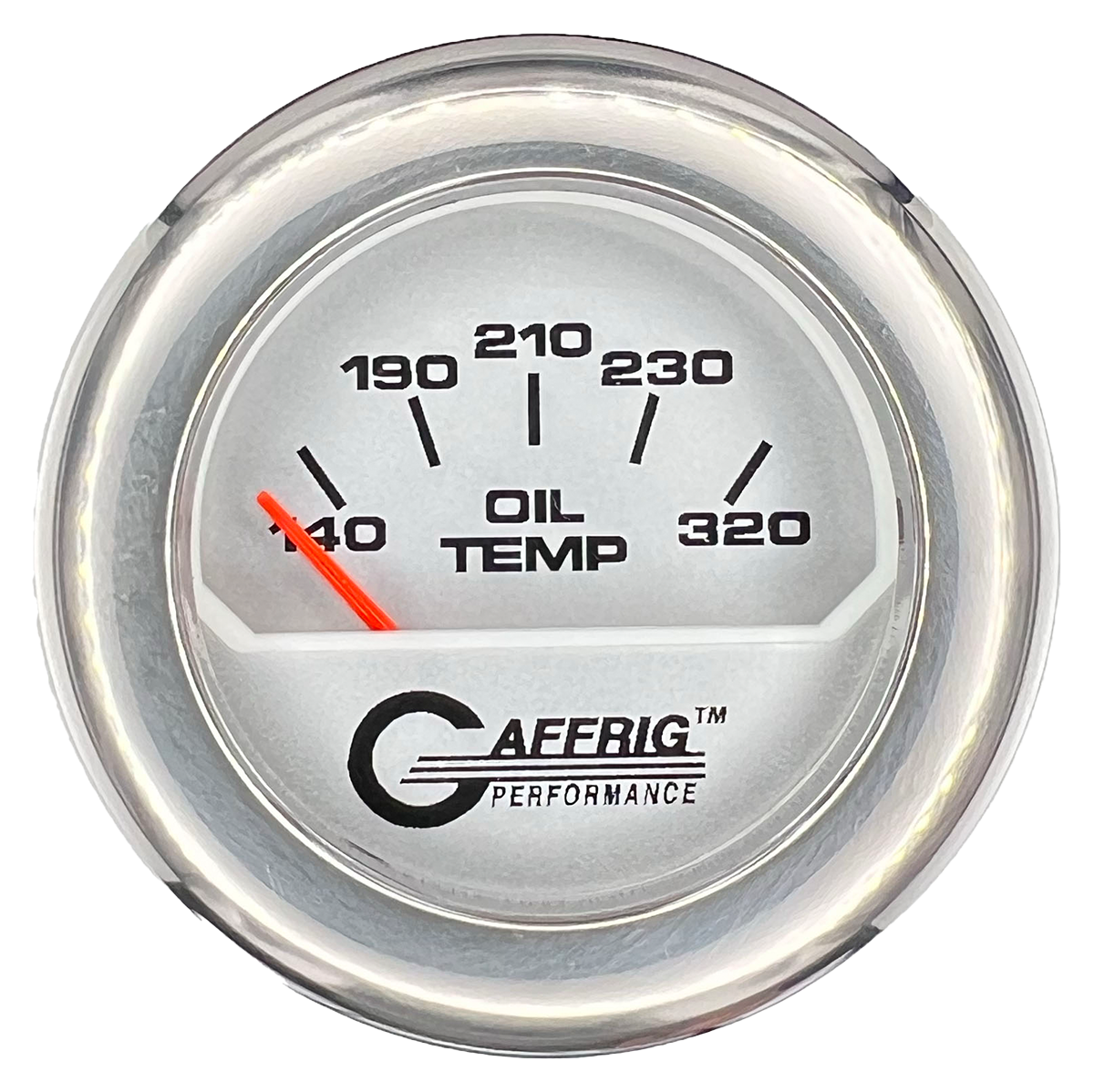 GAFFRIG PART #195820 2 INCH ELECTRIC OIL TEMPERATURE MARINE BOAT GAUGE 100-320 F PLATINUM