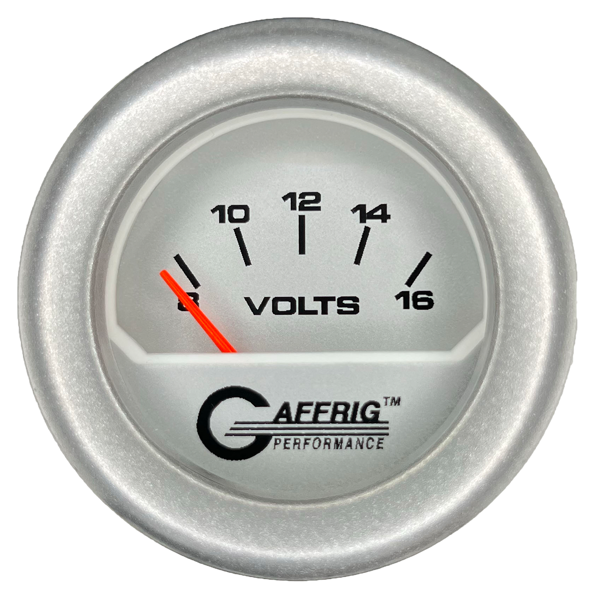 #195832 2 INCH ELECTRIC VOLTMETER 8-16 VOLT PLATINUM Platinum / Fat