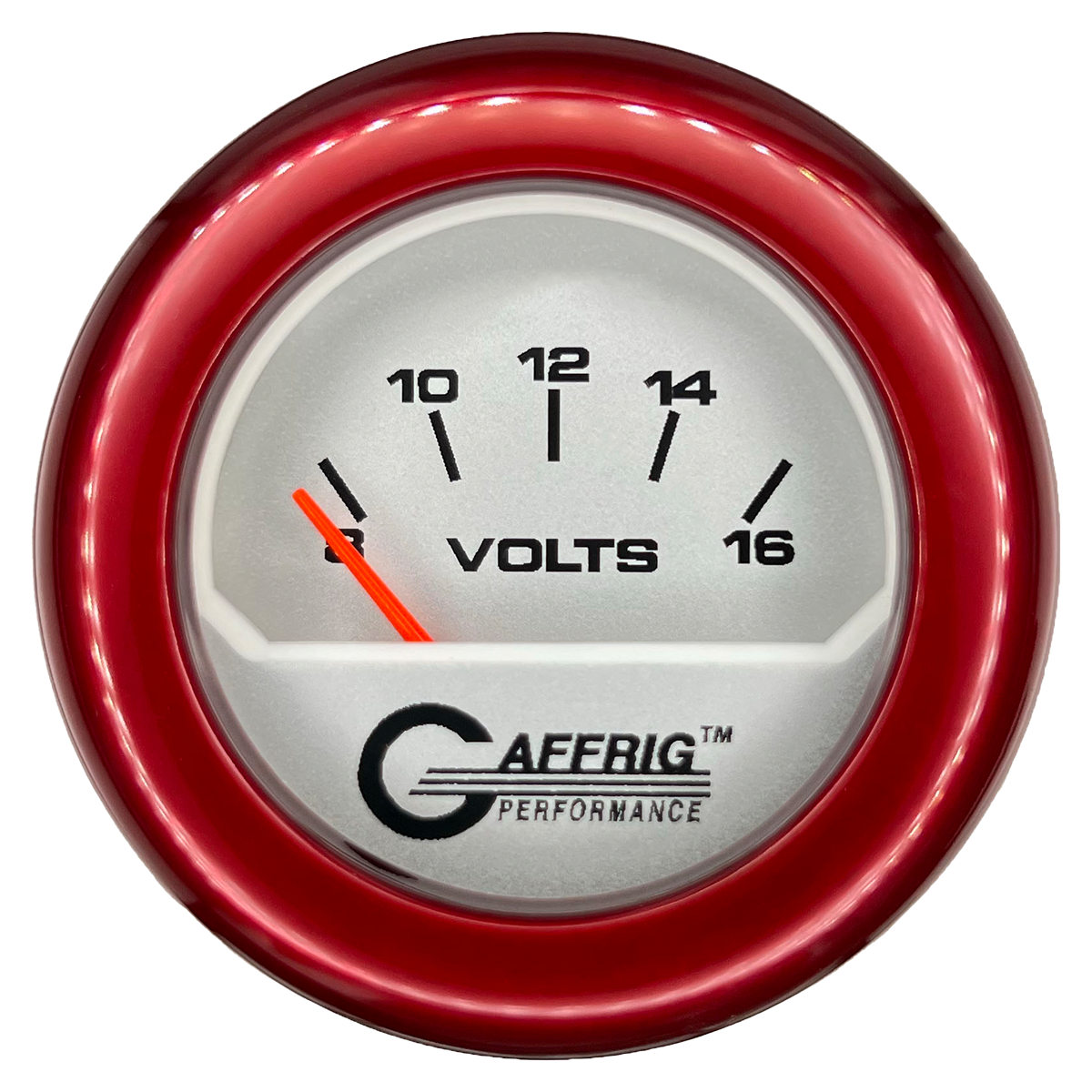 #195832 2 INCH ELECTRIC VOLTMETER 8-16 VOLT PLATINUM Red / Step
