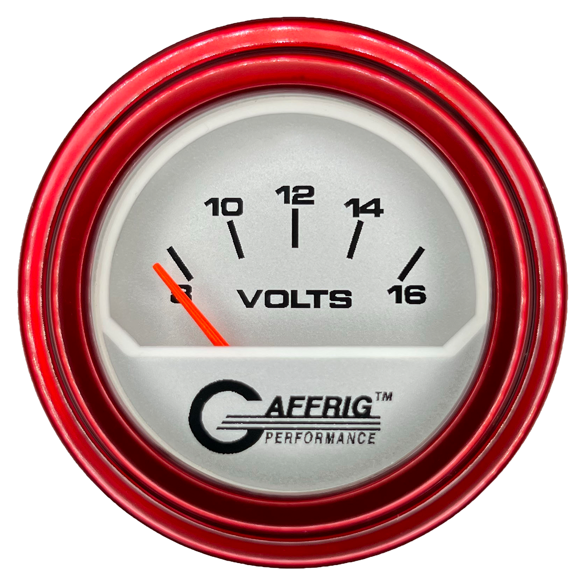 #195832 2 INCH ELECTRIC VOLTMETER 8-16 VOLT PLATINUM Red / Step