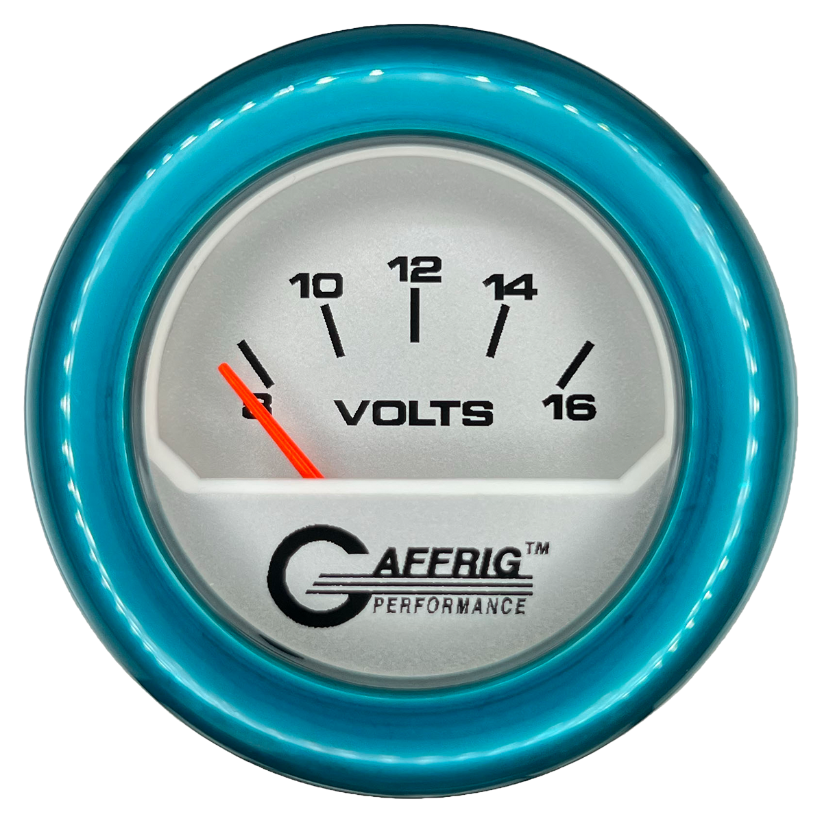 #195832 2 INCH ELECTRIC VOLTMETER 8-16 VOLT PLATINUM Teal / Step