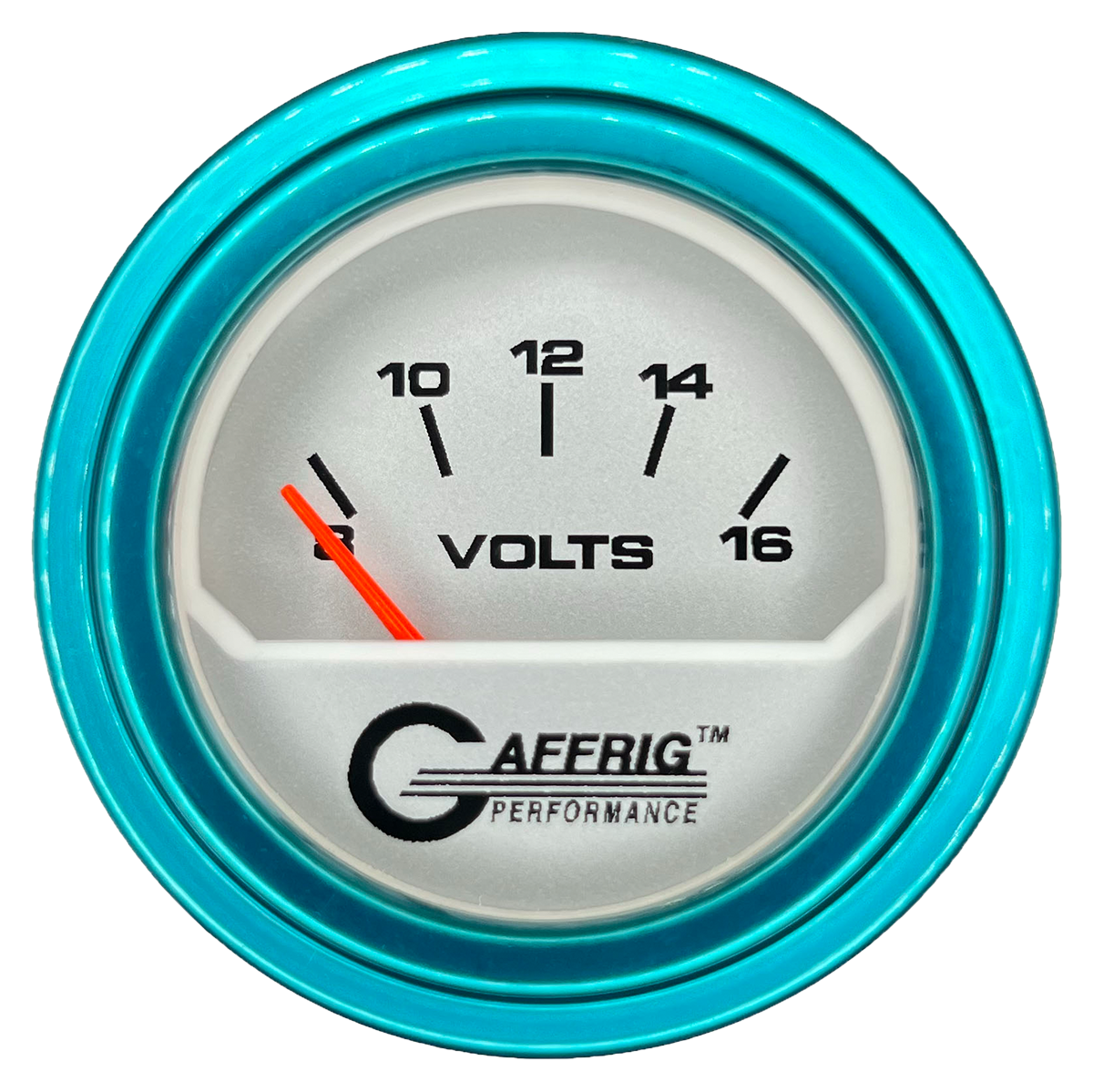 #195832 2 INCH ELECTRIC VOLTMETER 8-16 VOLT PLATINUM Teal / Step