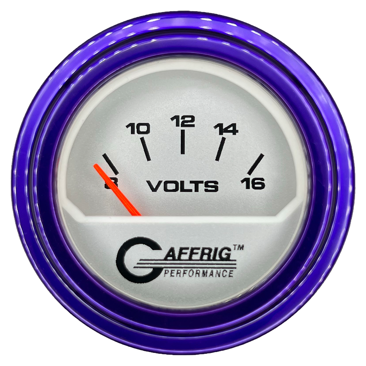 #195832 2 INCH ELECTRIC VOLTMETER 8-16 VOLT PLATINUM Purple / Step