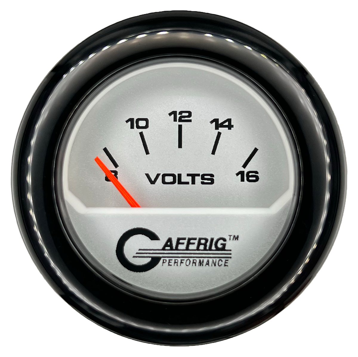 #195832 2 INCH ELECTRIC VOLTMETER 8-16 VOLT PLATINUM Black / Step