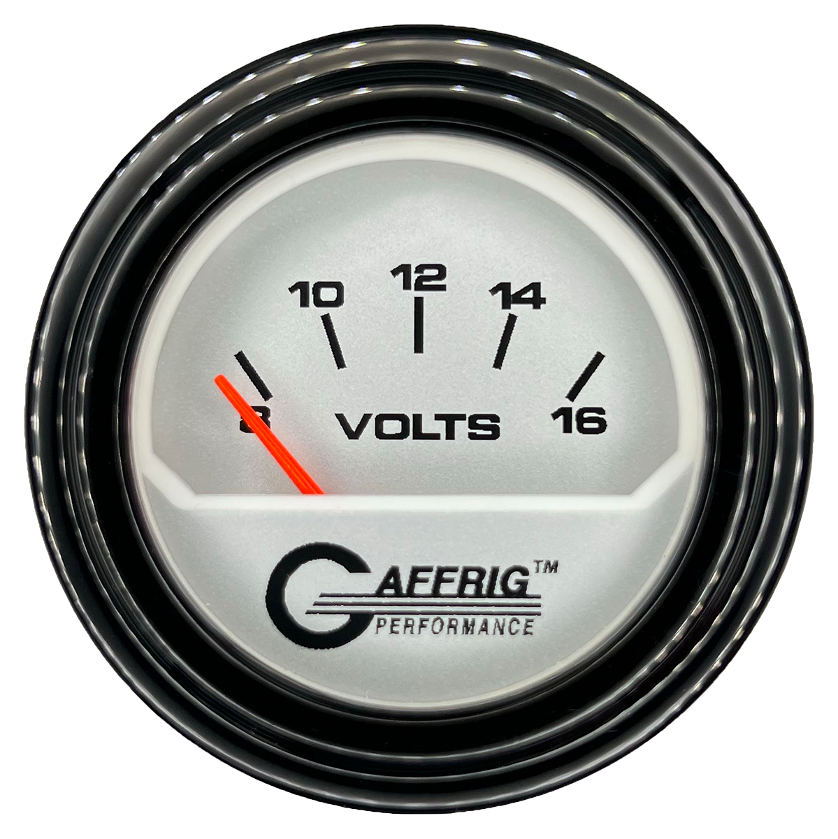#195832 2 INCH ELECTRIC VOLTMETER 8-16 VOLT PLATINUM Black / Step