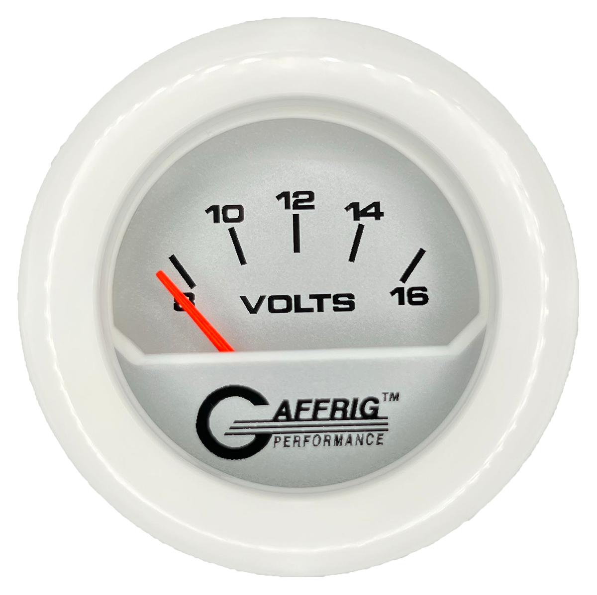 #195832 2 INCH ELECTRIC VOLTMETER 8-16 VOLT PLATINUM White / Step