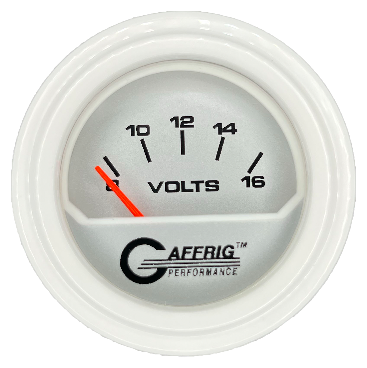 #195832 2 INCH ELECTRIC VOLTMETER 8-16 VOLT PLATINUM White / Step