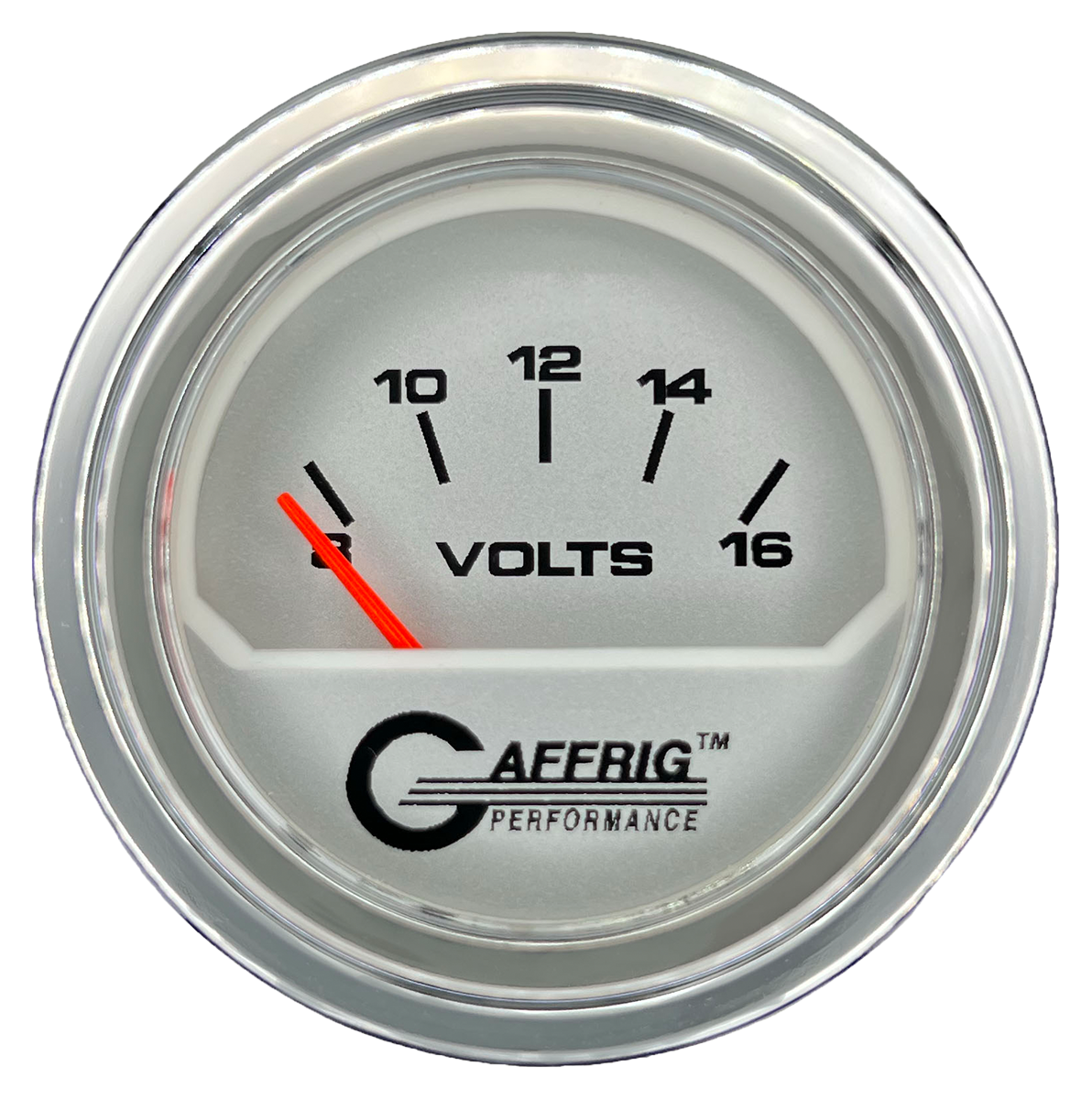 #195832 2 INCH ELECTRIC VOLTMETER 8-16 VOLT PLATINUM Chrome / Step
