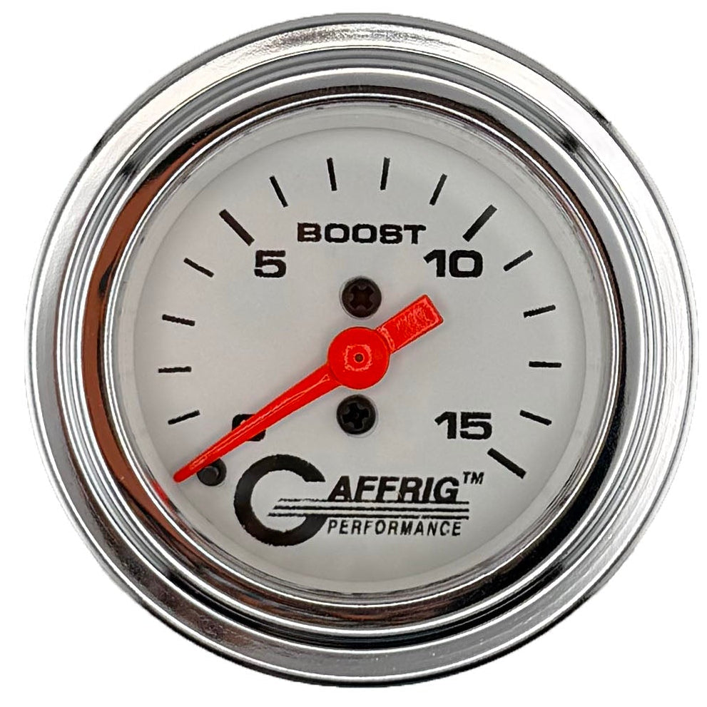 GAFFRIG PART #196500 2 INCH MECHANICAL BOOST MARINE BOAT GAUGE 0-15 PSI WHITE