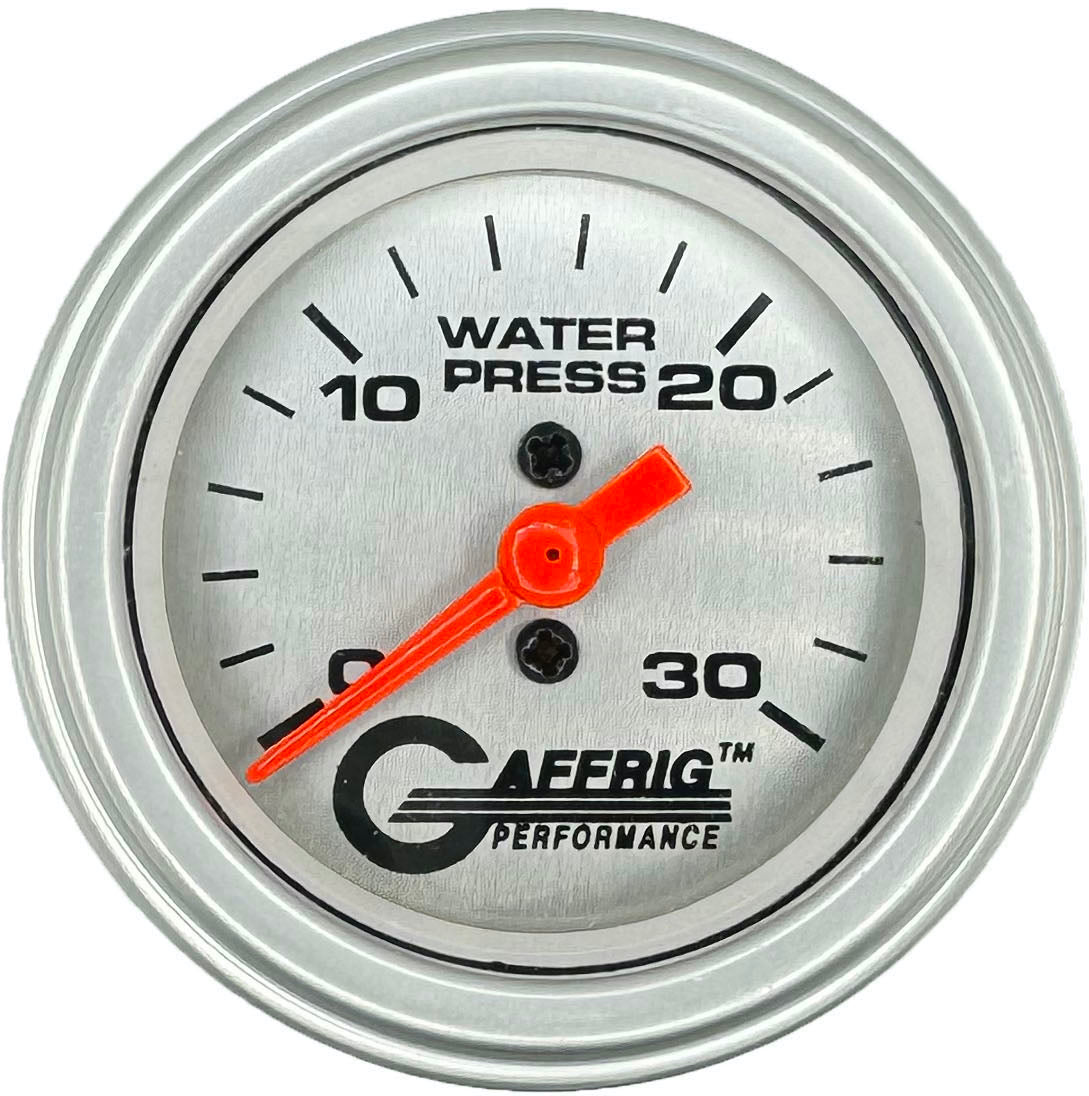 GAFFRIG PART #196822 2 INCH MECHANICAL WATER PRESS. GAUGE 0-30 PSI PLATINUM PLATINUM / STEP RIM