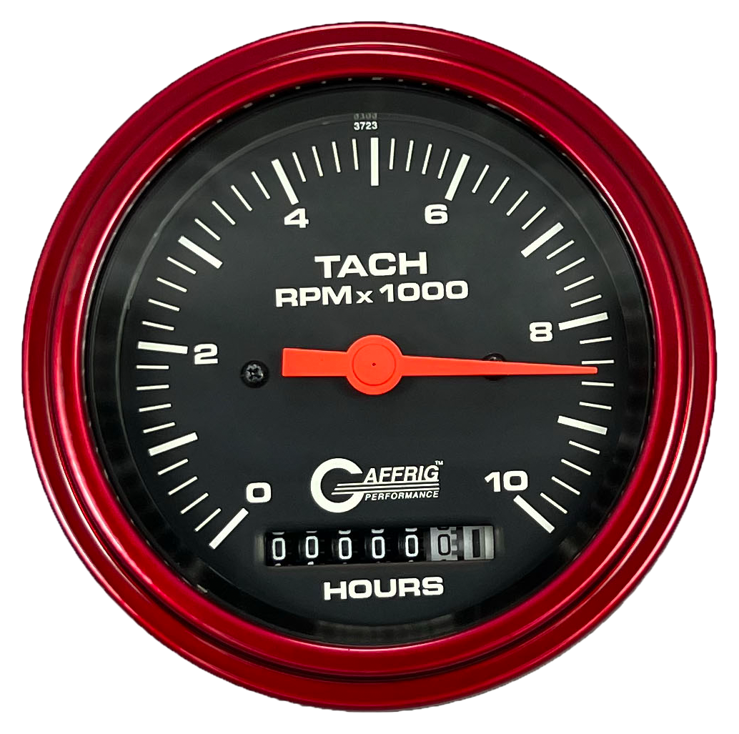 #4256 3 3/8 INCH ELECTRIC TACH/HOUR METER 0-10000 RPM BLACK Red / Step