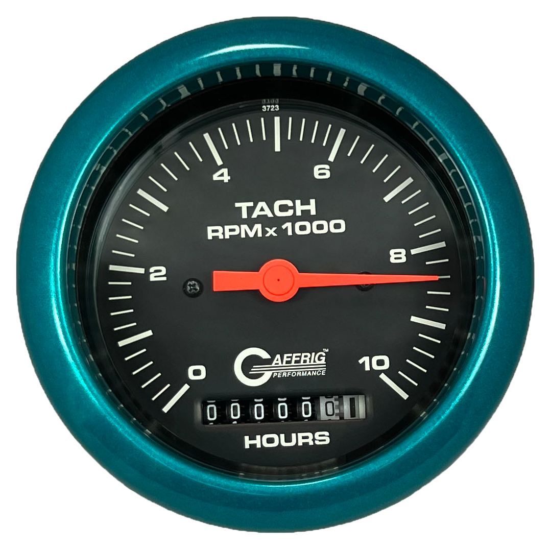 #4256 3 3/8 INCH ELECTRIC TACH/HOUR METER 0-10000 RPM BLACK Teal / Step