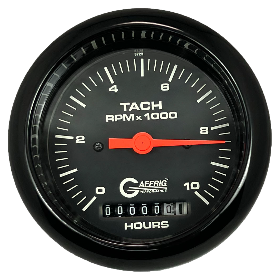 #4256 3 3/8 INCH ELECTRIC TACH/HOUR METER 0-10000 RPM BLACK Black / Step