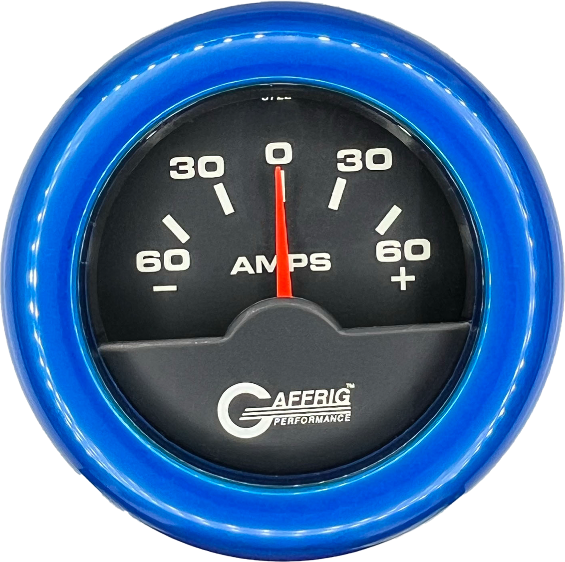 GAFFRIG PART #5000 2 INCH ELECTRIC AMMETER GAUGE -60/+60 AMP BLACK BLUE / STEP RIM