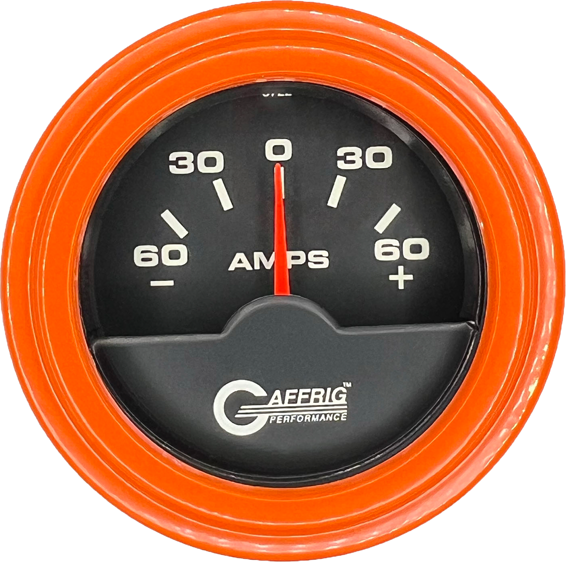 GAFFRIG PART #5000 2 INCH ELECTRIC AMMETER GAUGE -60/+60 AMP BLACK ORANGE / STEP RIM